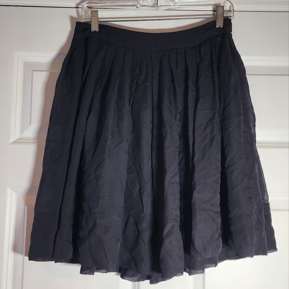Talbots Petites Lightweight Black Layered Skirt With Side Zip 6P